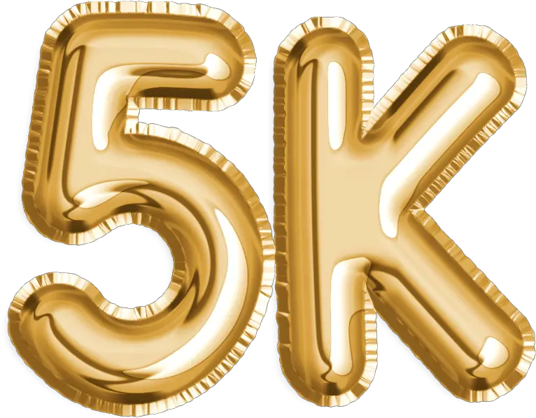  5k Gold Foil Balloon Diecut Sticker 1k Gold Balloon Png