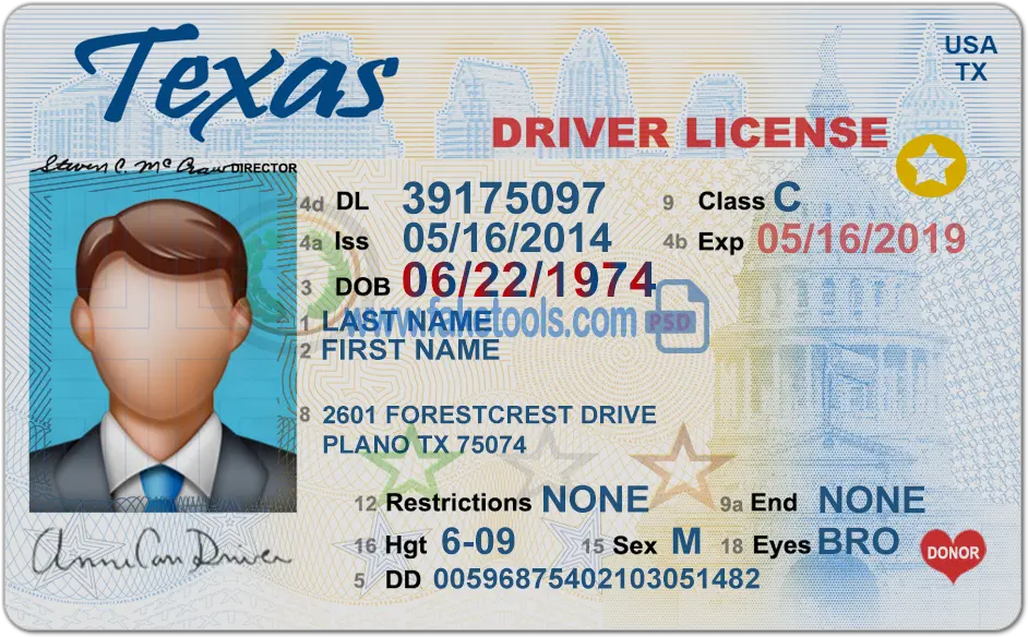  Texas Driver License Psd Template Texas Driver39s License