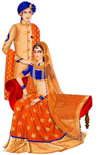  Indian Wedding Couple Vector