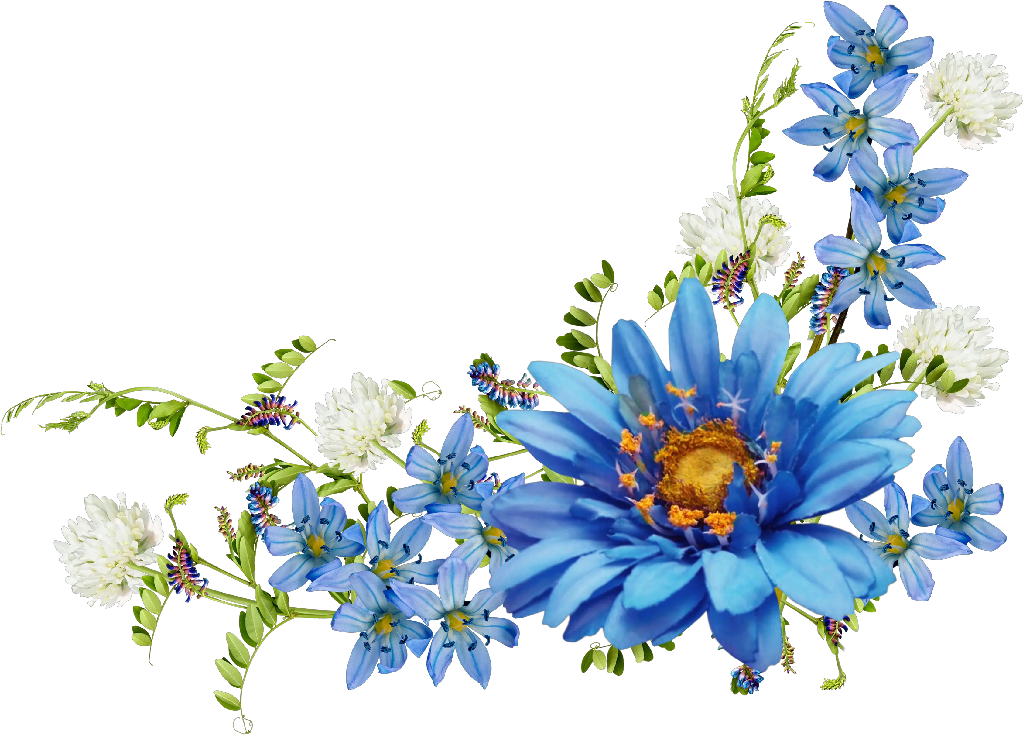  Transparent Corner Border Png Blue Vintage Flowers Png