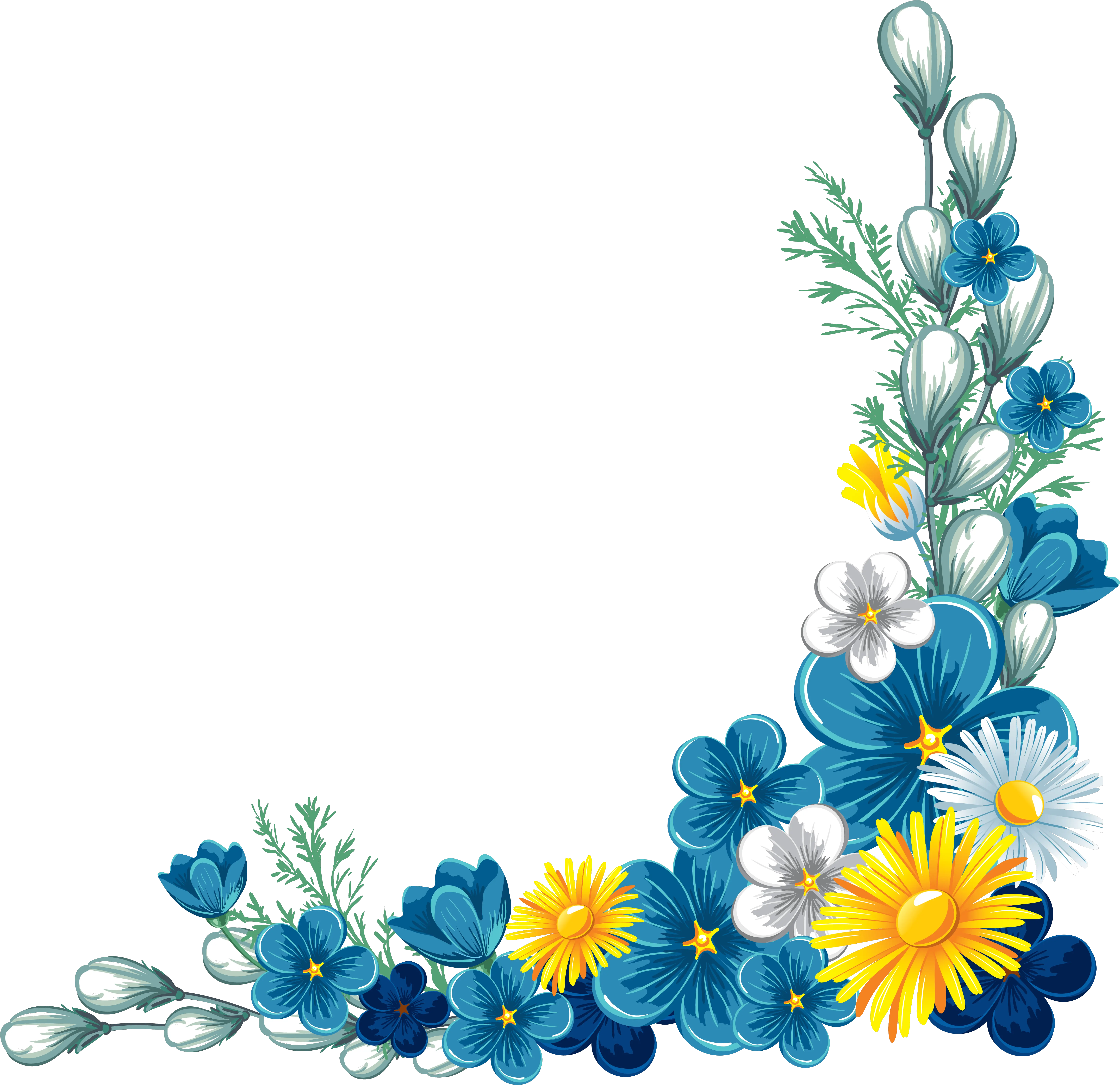  Transparent Floral Border Png Blue Flower Border Clipart