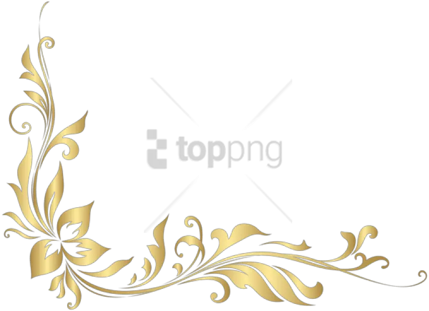  Download Golden Floral Decoration Gold Floral Border Png