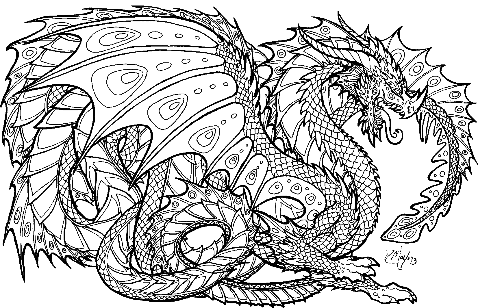  Realistic Dragon Coloring Pages For Adults Coloring Free Printable Dragon Coloring Pages