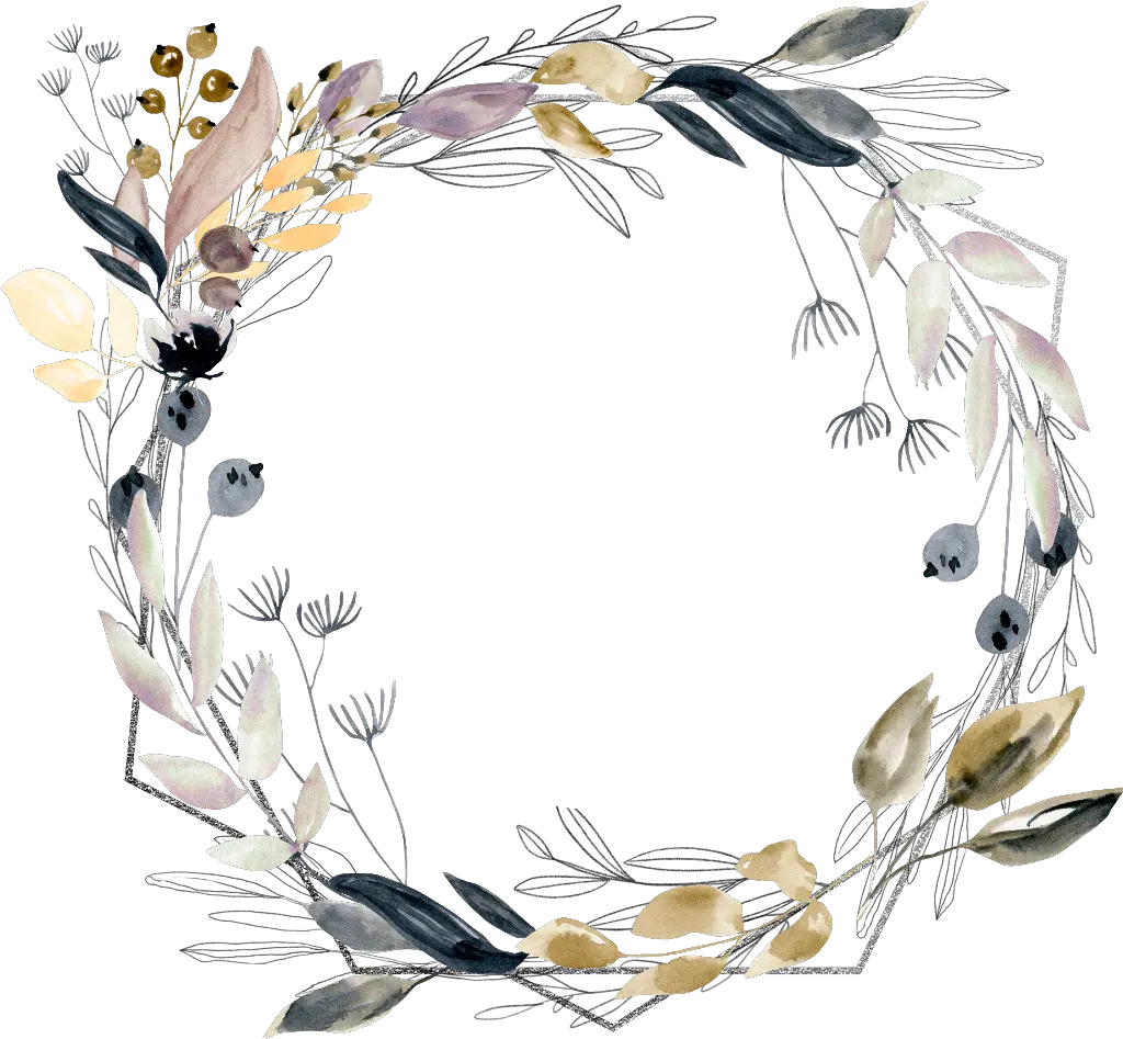  flower floral square frame wreath silver glitter Template Kad Kahwin Kosong