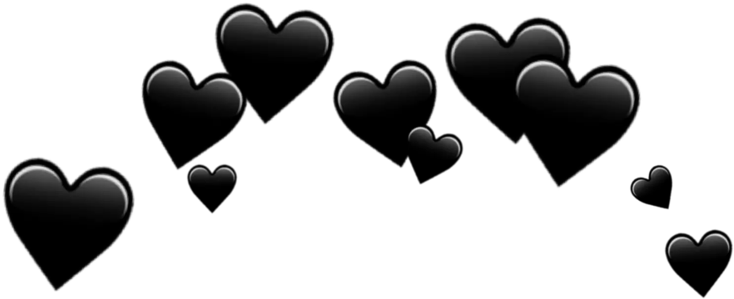  Download Hearts Black Emoji Transparent Background Black Heart Crown Png