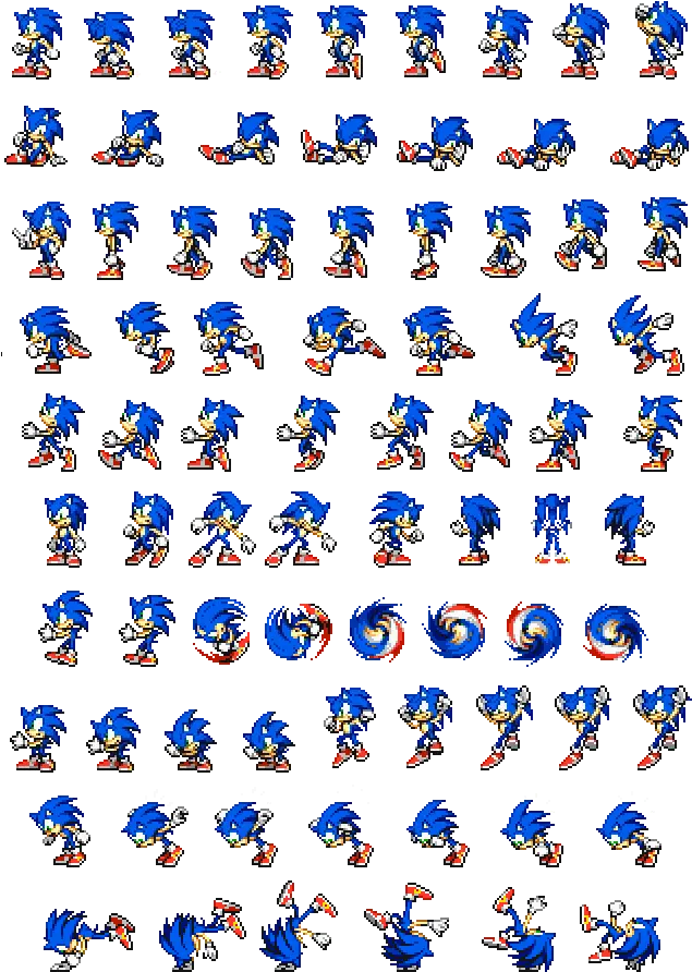  Sprites Sonic Sega Animação Animation Sonic Advance Sonic Sprite Sheet
