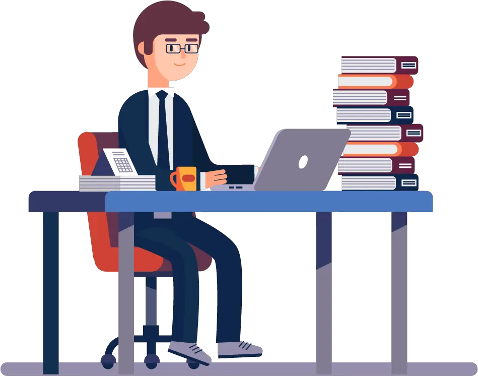  Man Working In Office Clipart