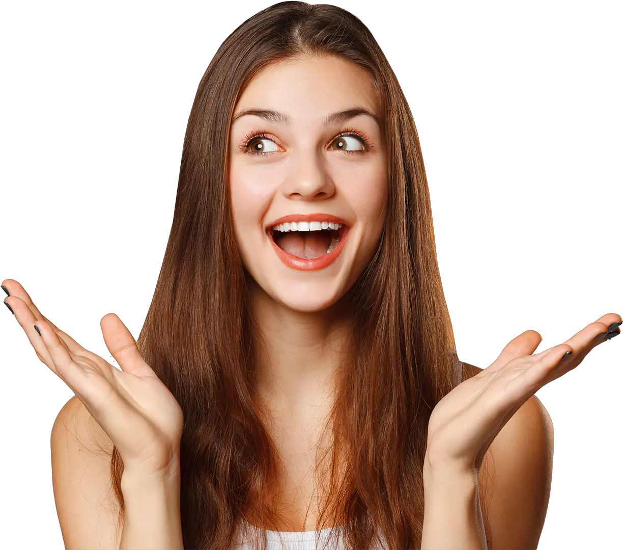  Surprised Happy Beautiful Woman Looking Sideways In Happy Woman Png