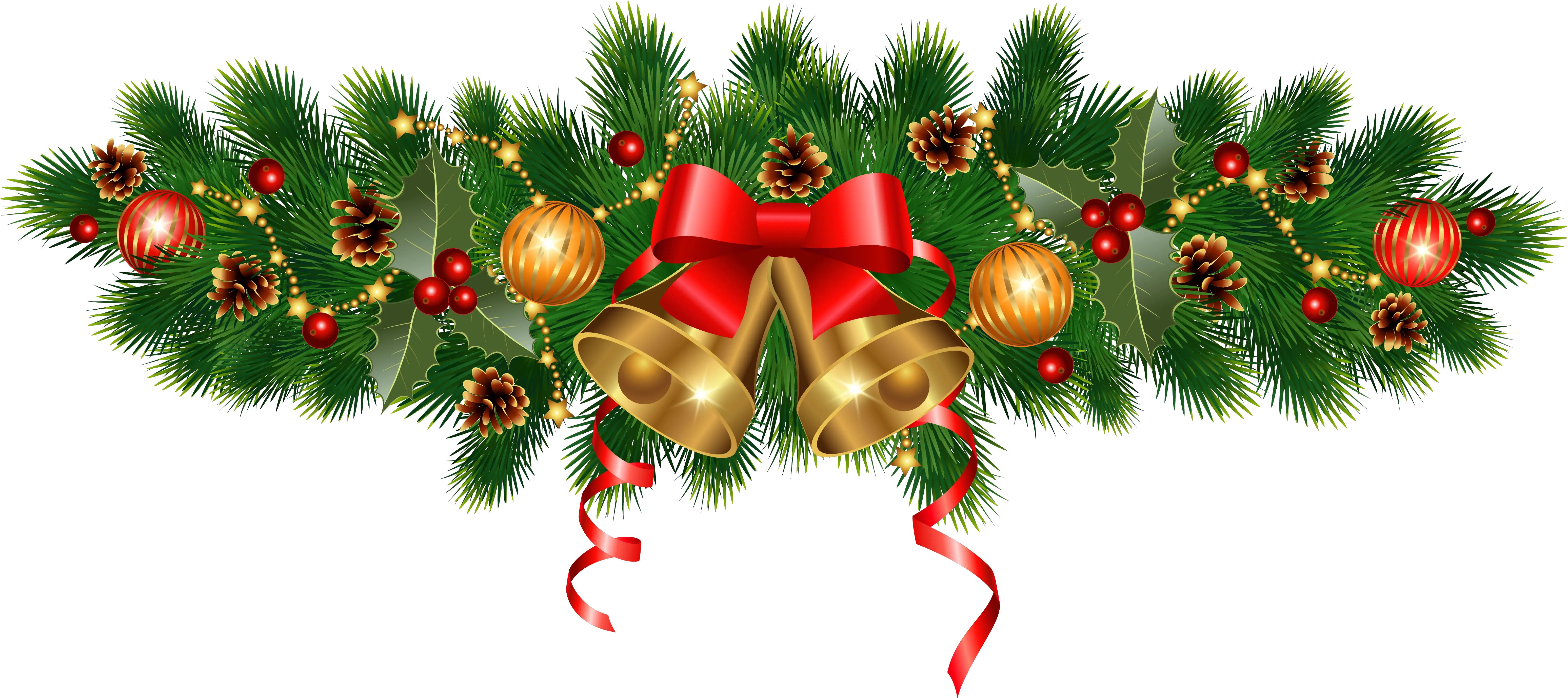  Christmas Golden Bells And Ornaments Decoration Png Christmas Decorations Clip Art Free