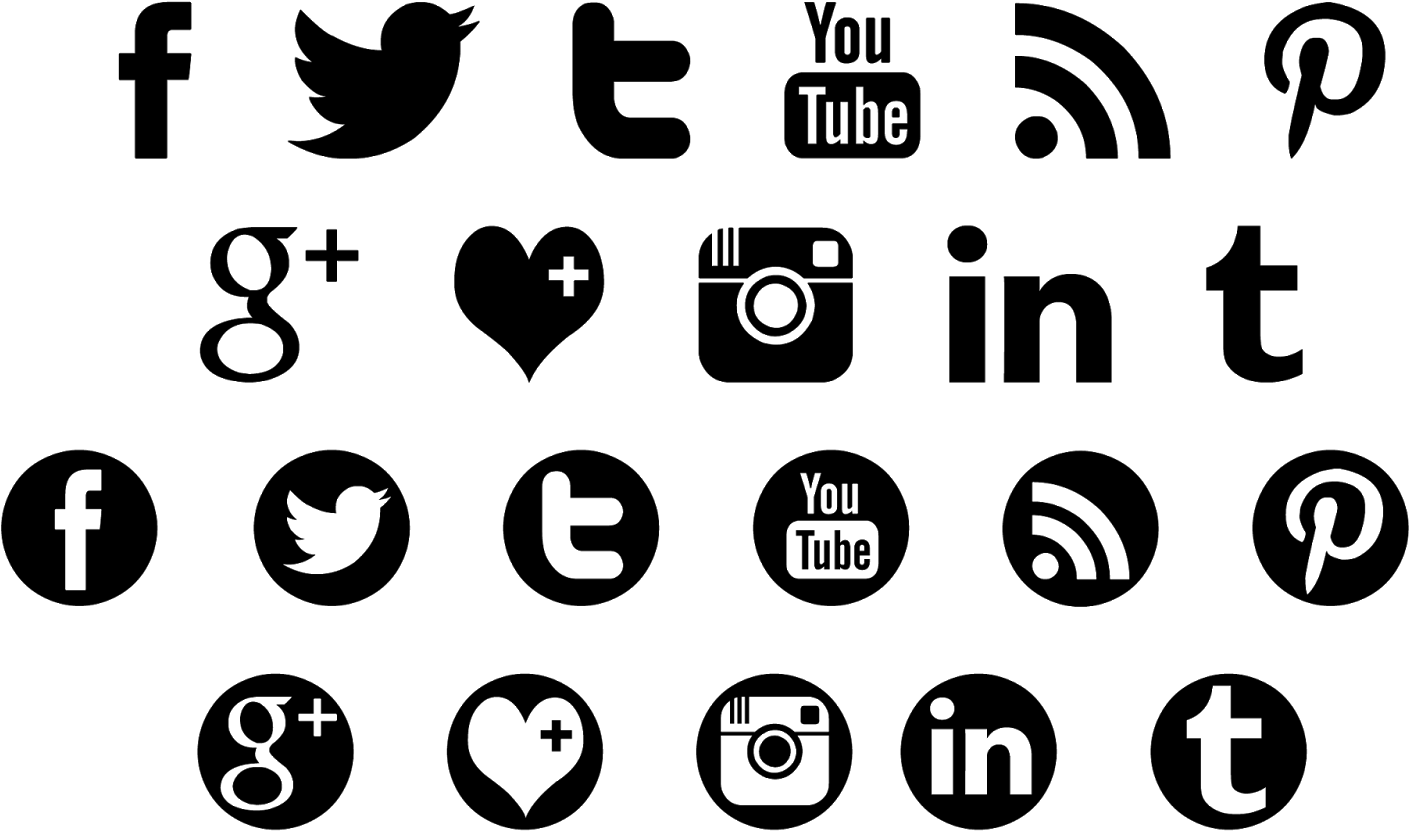  Social Media Logos Png No Background Social Media Icons Black Transparent