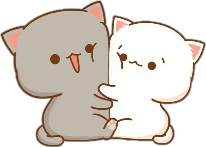  freetoedit cute kawaii cat couple love hug affection Kawaii Cute Cat Drawing