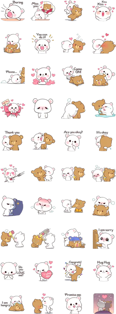  Bear Couple Milk And Mocha Printable Stickers