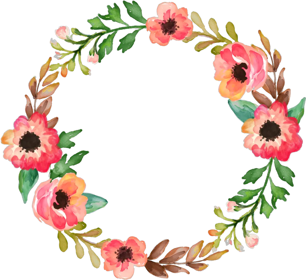  Watercolour Ring Of Flowers