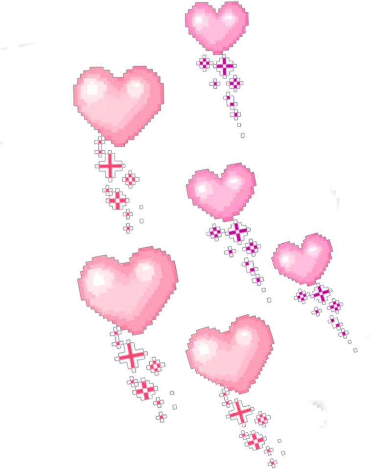  hearts pixels kawaii heart pinkaesthetic fixedit Kawaii Heart Pixel Art