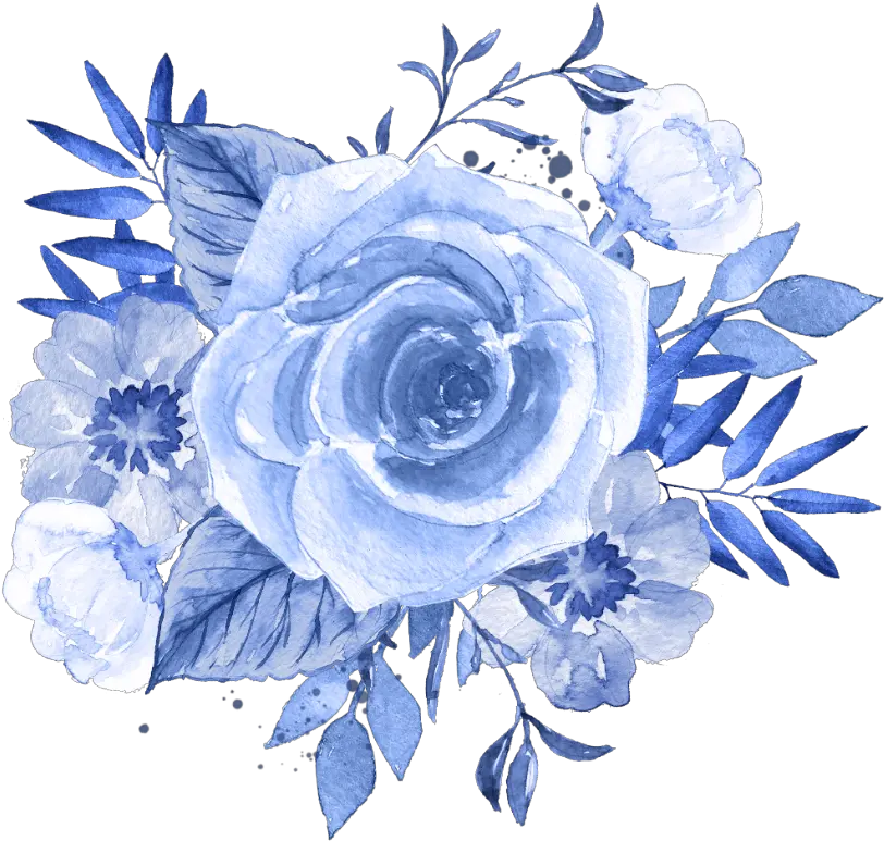  lbloom flower blue frame border flowers white Blue Flower Watercolor Clipart