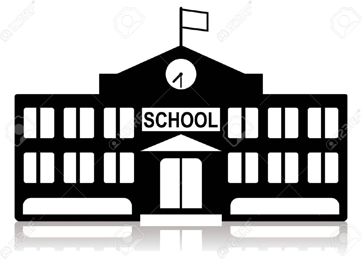  High School Black And White Transparent Png School Building Silhouette Png