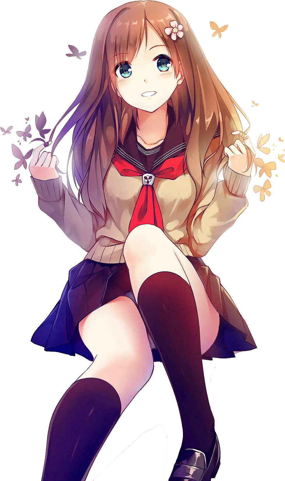  Anime Girl Brown Hair Png