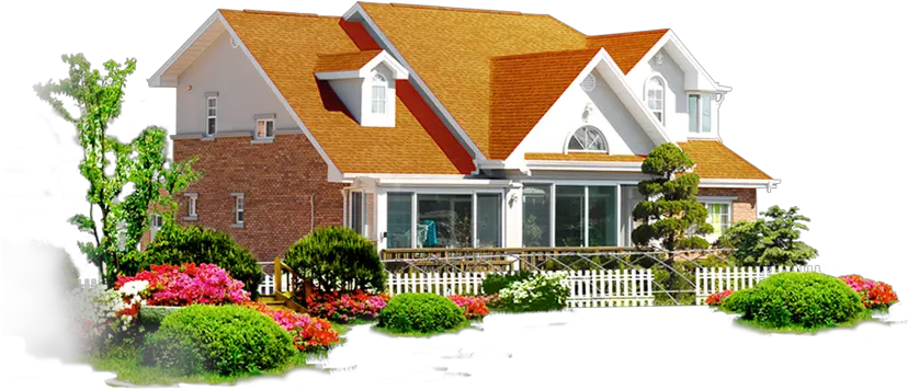  Beautiful House With Gardenand Flower Real Estate Images Png
