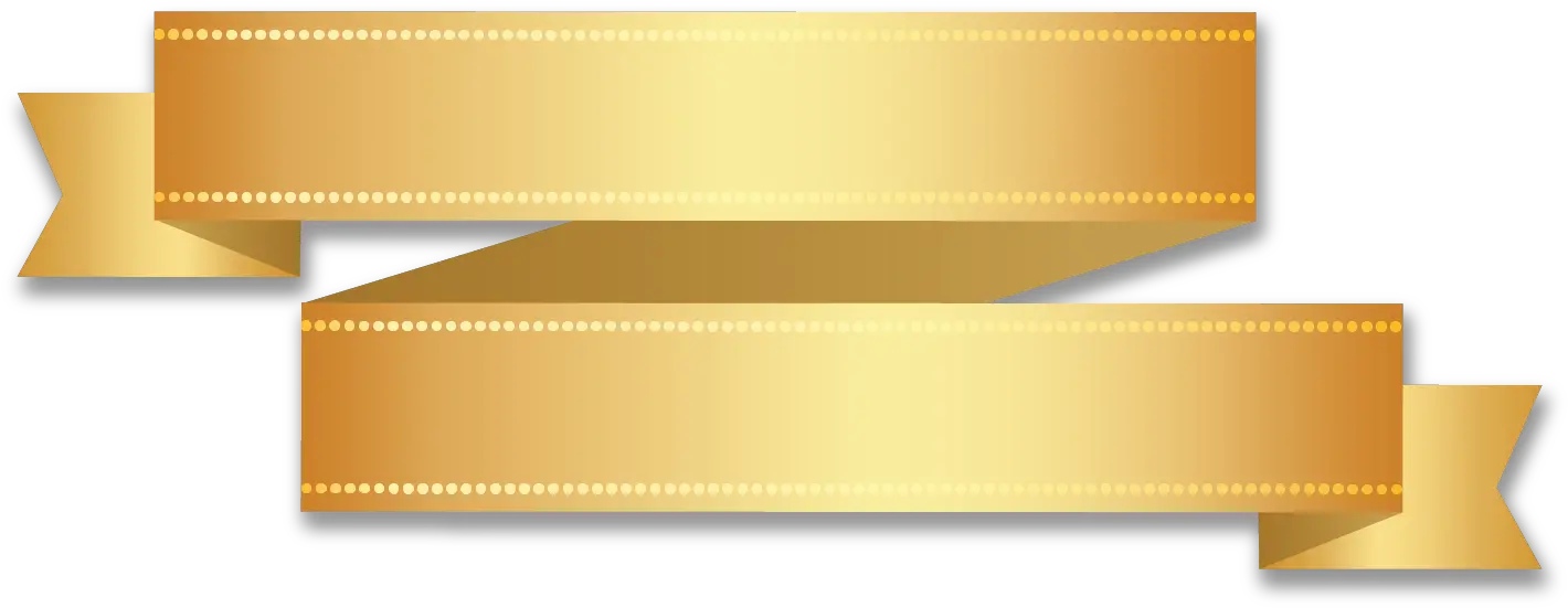  Golden Ribbon Banner Half Half With Fold Wedge End Double Gold Ribbon Png