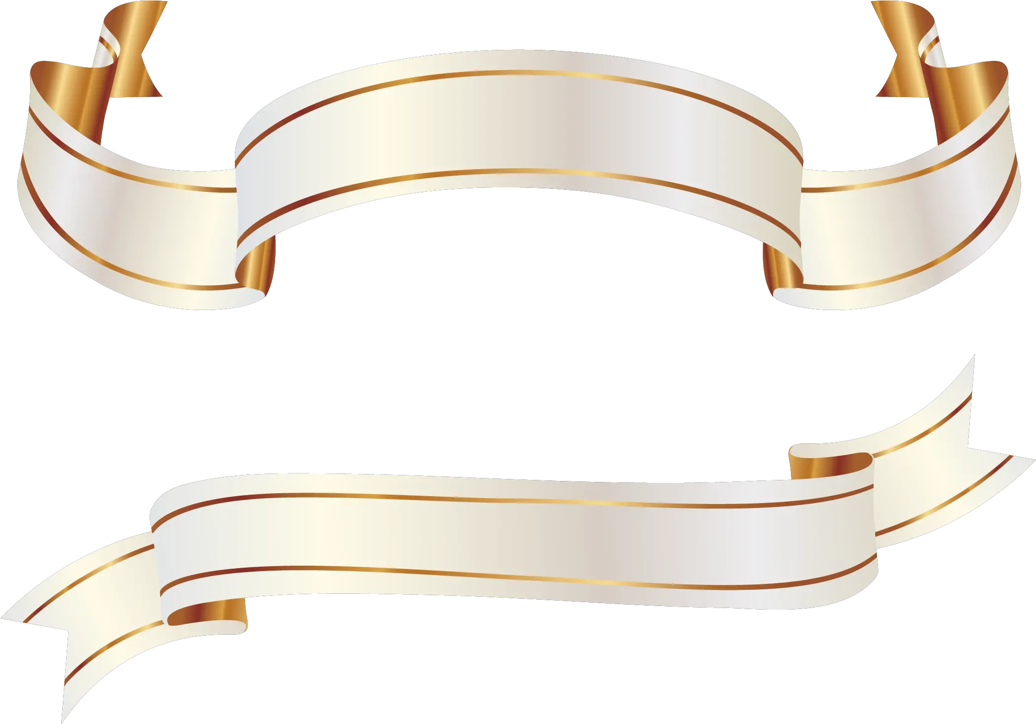  White Banner Ribbon Png White Gold Ribbon Vector