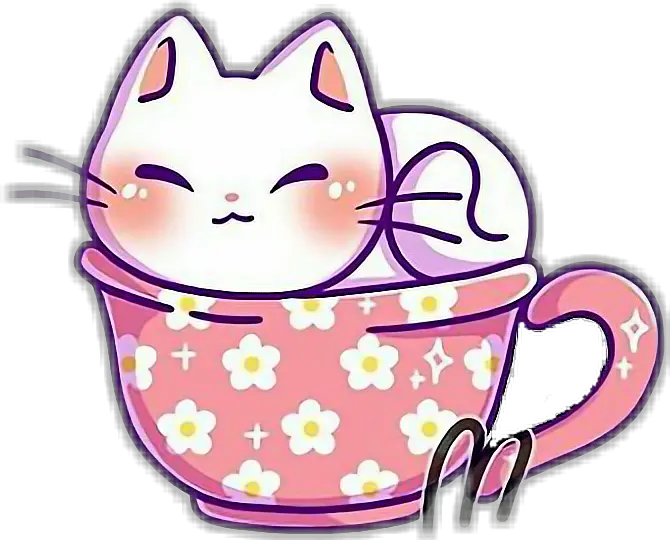  kawaii cute kitty cat kitten teacup whitecat Cute Kawaii Cat Drawing