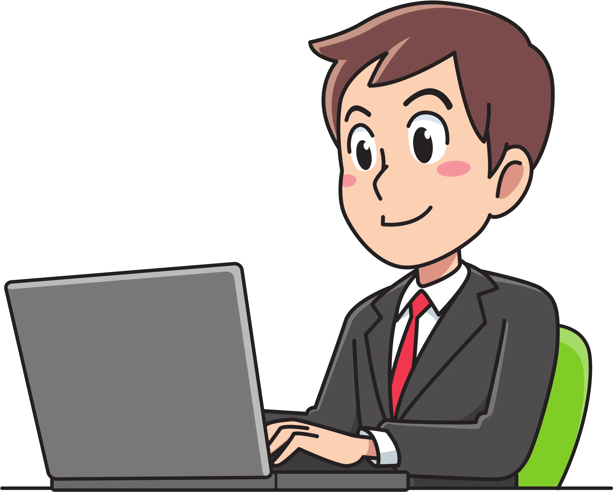  Business Man Working Man Working On Computer Clipart