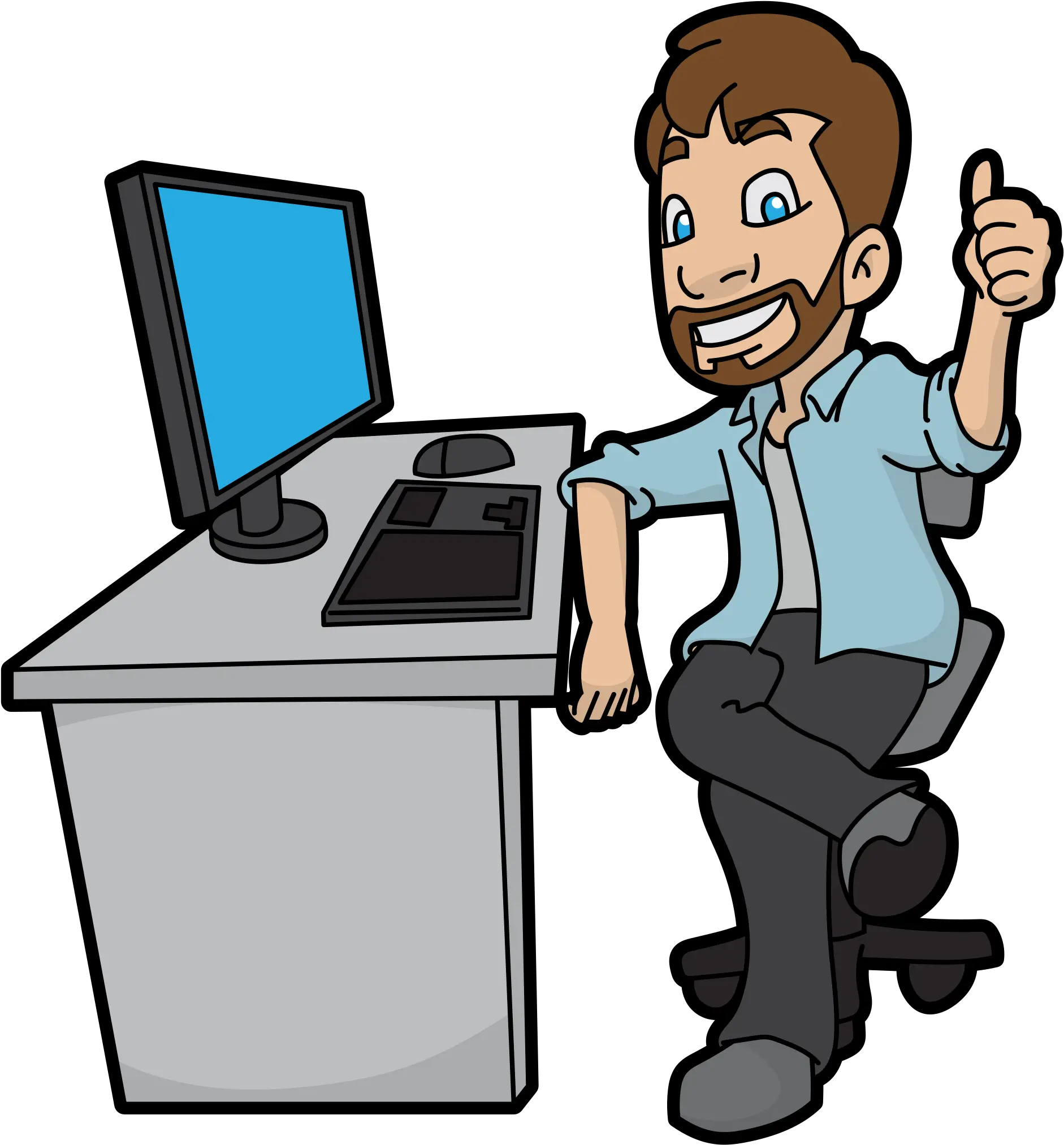  Cartoon Computer Png Cartoon Man On Computer