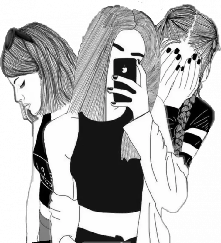  3 Girl Best Friends Drawing