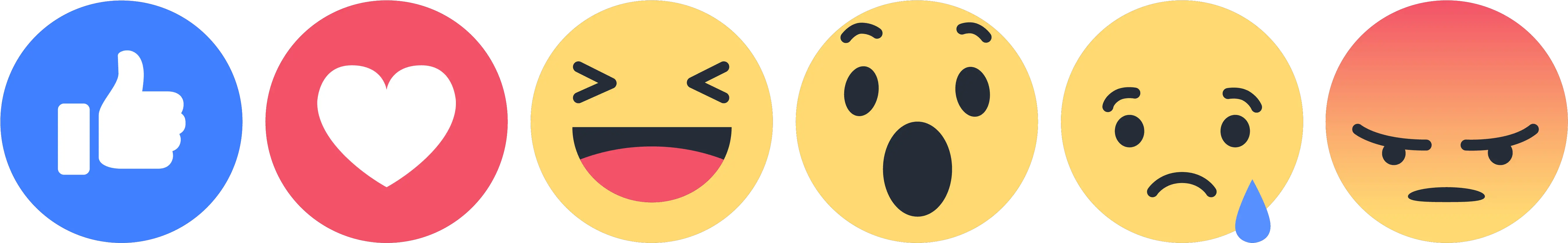  facebook love like haha sad wow angry smile Facebook Reactions Icons Png