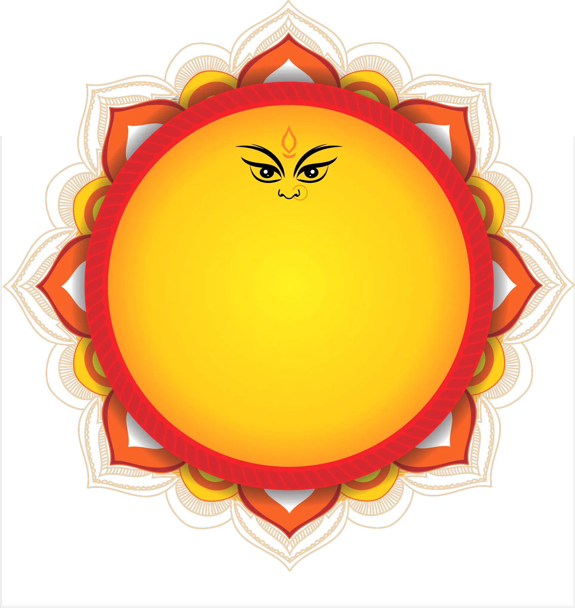  Durga Puja Round Label Clipart Bengali Durga Maa Png