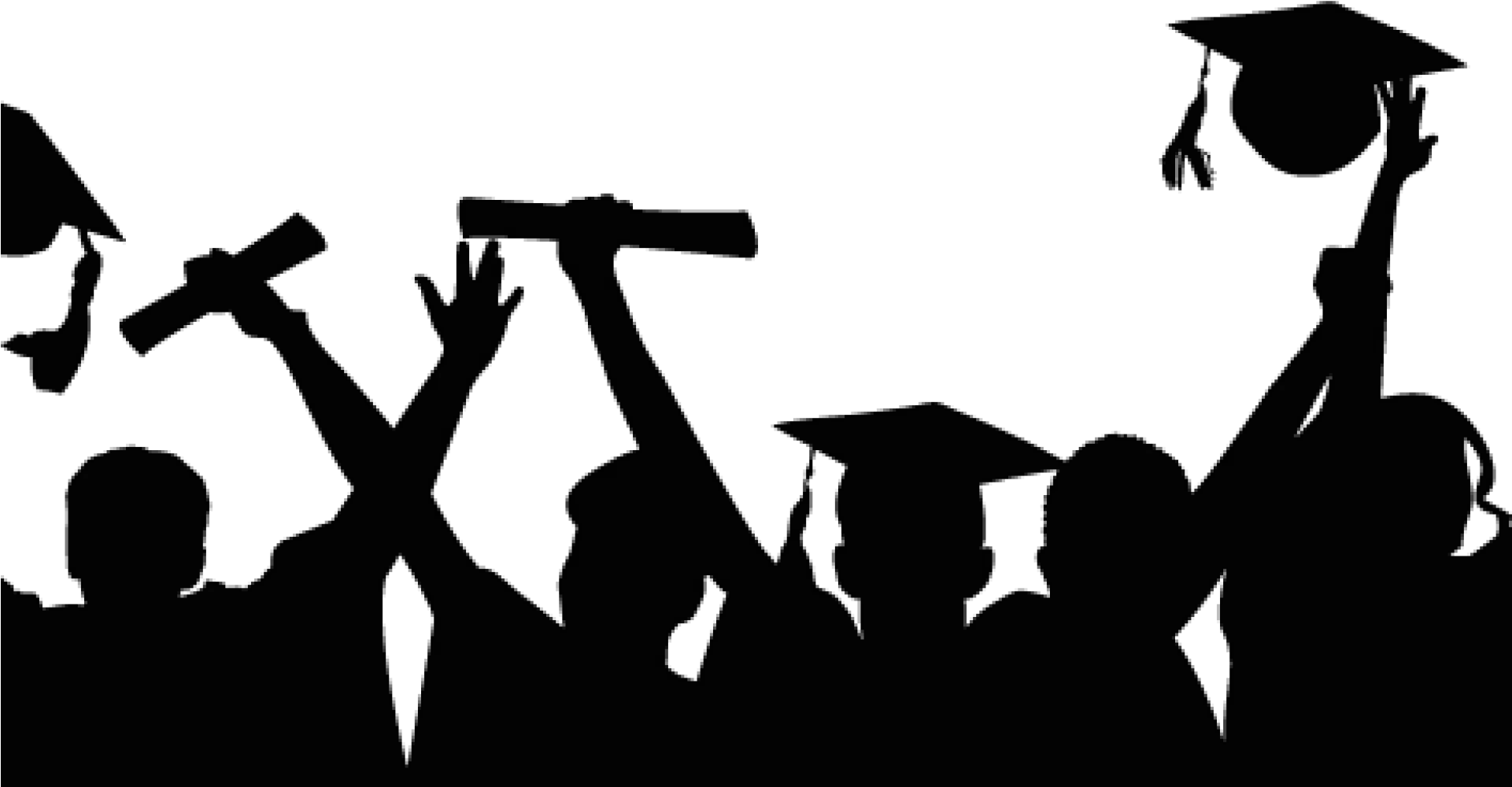  Cropped Graduation Celebration Silhouette Transparent Graduates Silhouette Png