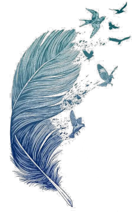  Blue Tattoo Printmaking Printing Feather Bird Clipart Birds Flying Off Feather