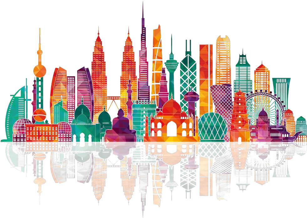  Asia Skyline Royalty-free Illustration Indian Monuments Vector Png