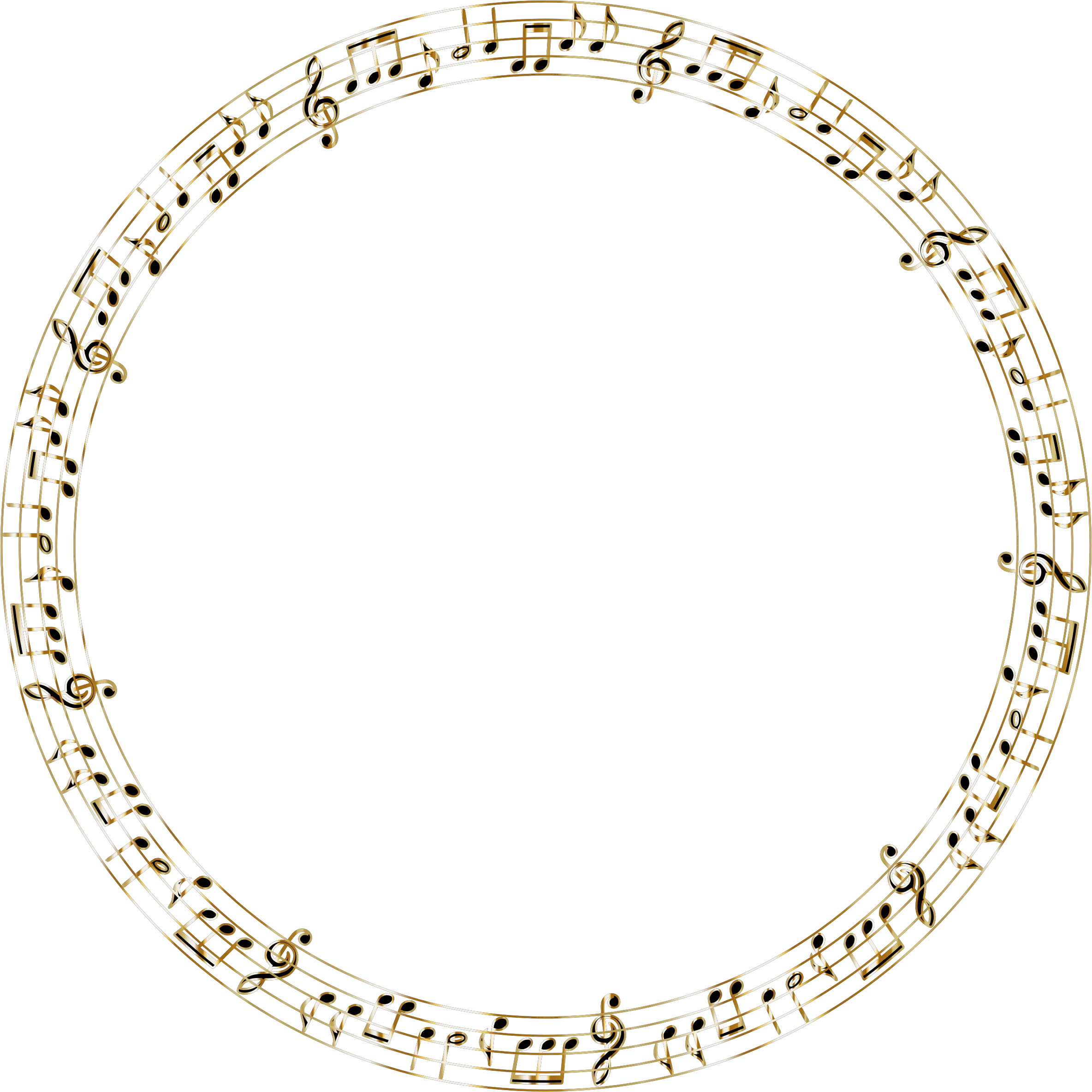  No -clipart Golden Musical No Circle Of Music Notes