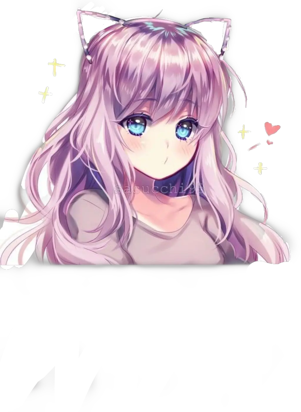  anime purple blue blueeyes purplehair catheadband Cute Badass Anime Girl