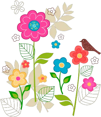  Flores De Colores Con Pájaro Flores Y Mariposas Para Decorar Paredes Infantiles