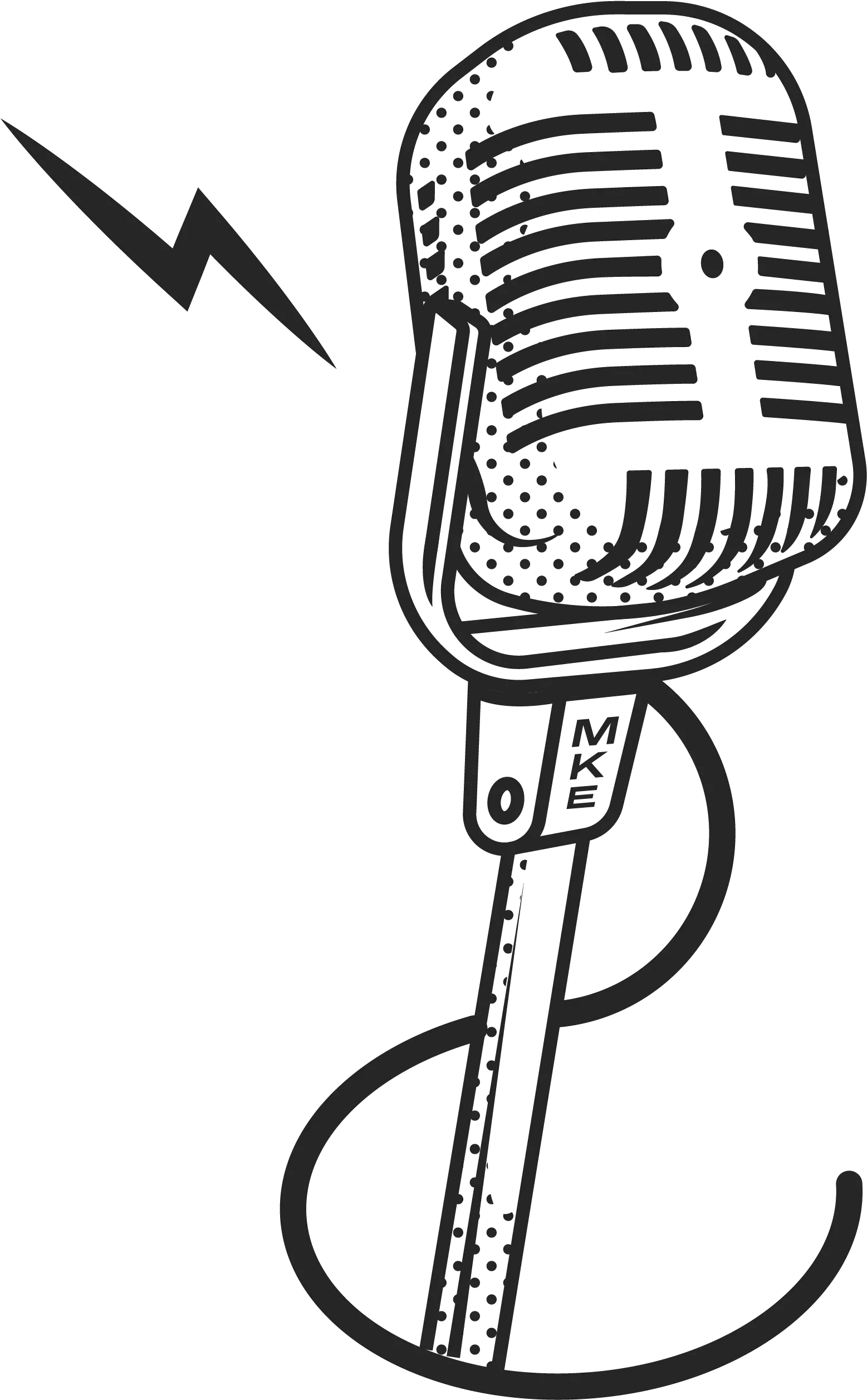  Black And White Microphone Png Drawing