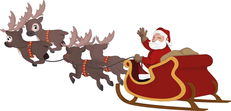  Reindeer Santa Claus Sled Clip Art Santa Sleigh Transparent Background