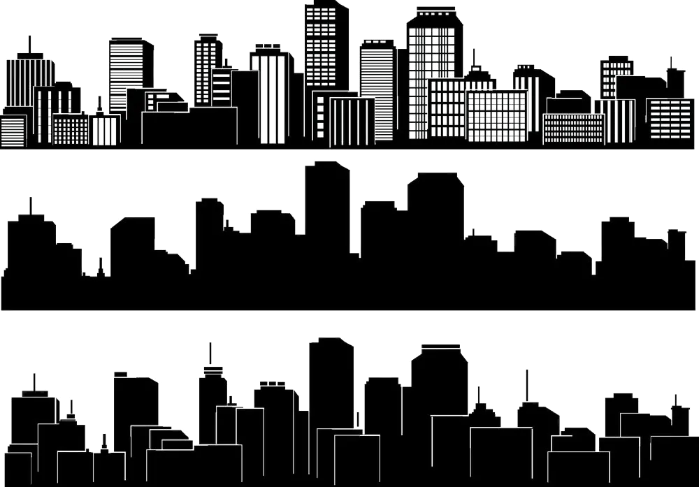  Building City And Silhouette Skyline Black White Clipart Building In Black And White