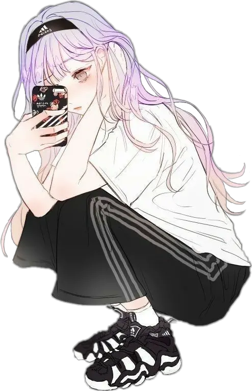  anime sitdown selfie kawaii pastel animegirl Anime Girl Mirror Selfie